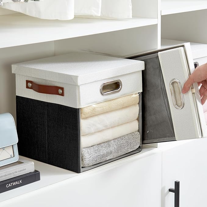 Fabric Storage Cubes with Clear Windows and Lids 11'' Foldable Storage Bins - Image 6