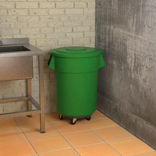 55 Gallon Green Round Commercial Trash Can - Image 4