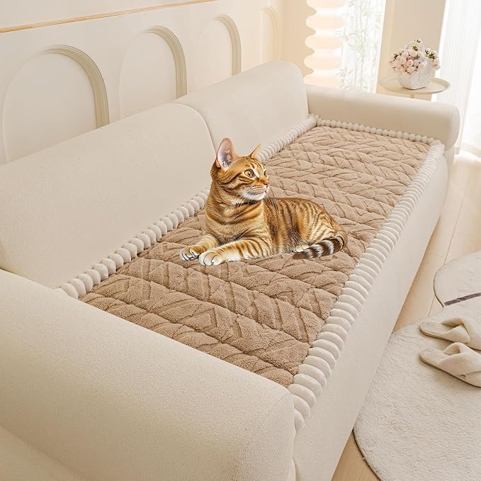 OTOB Plush Couch Cover for Dogs Washable, Non Slip Fuzzy Soft Armrest Backrest by OTOB