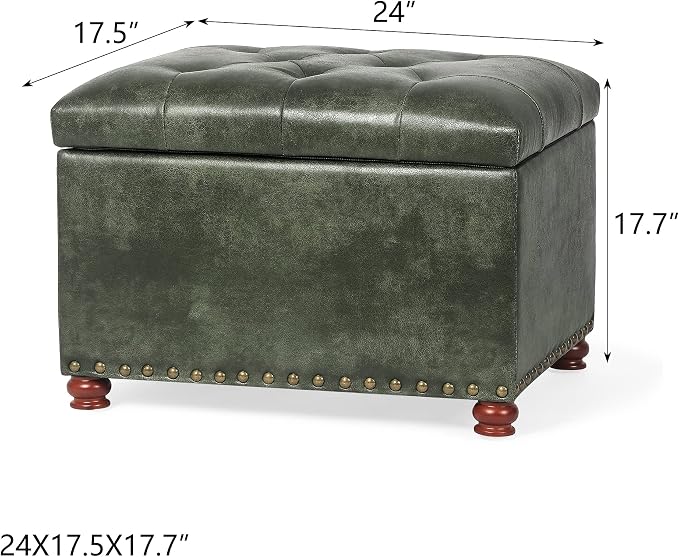 Joveco Storage Ottoman Rectangular Tufted Upholstered Ottomans - Image 3
