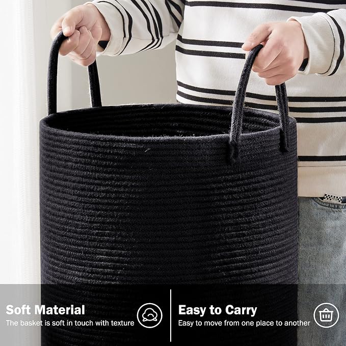 YOUDENOVA Woven Rope Laundry Hamper Basket, 72L Tall Luandry Basket, Baby - Image 4