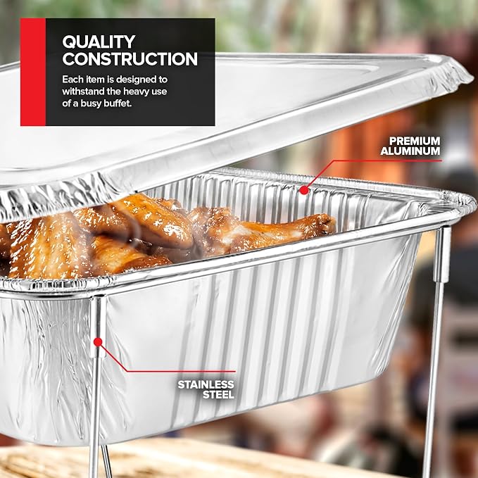 Complete Chafing Dish Buffet Set Disposable Catering Supplies- Includes Serving - Image 6