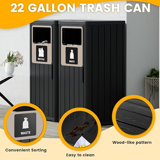 2pcs Outdoor Trash Can Waterproof Resin Garbage Can - Image 3
