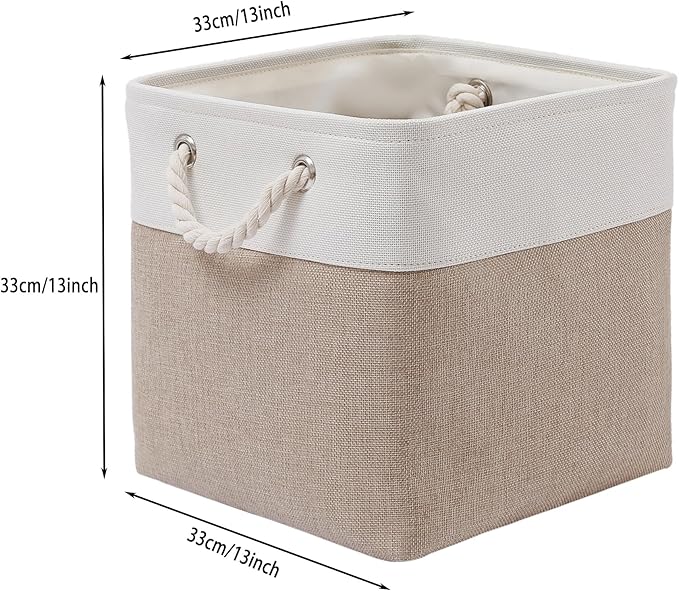 13 x 13 Inch Cube Storage Bins, 4 Pack Large Collapsible Fabric Storage Bin - Image 4