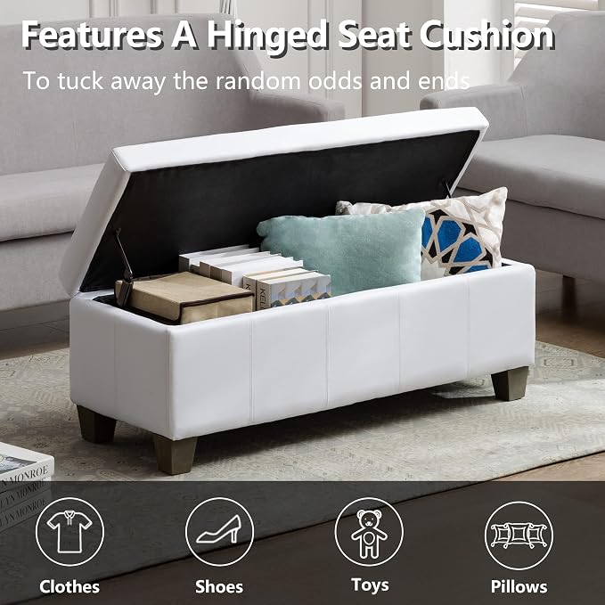 White Faux Leather Ottoman - Image 6