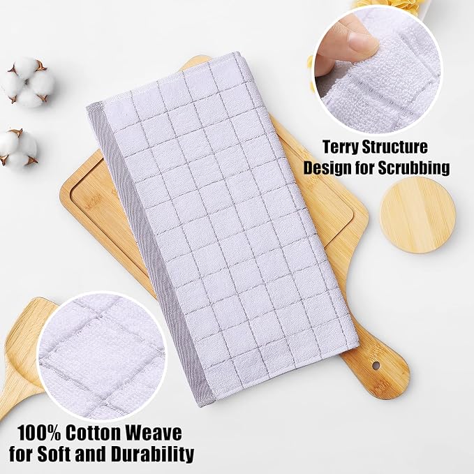 Homaxy 100% Cotton Terry Kitchen Dish Cloths, Ultra Soft and Absorbent Dish - Image 2