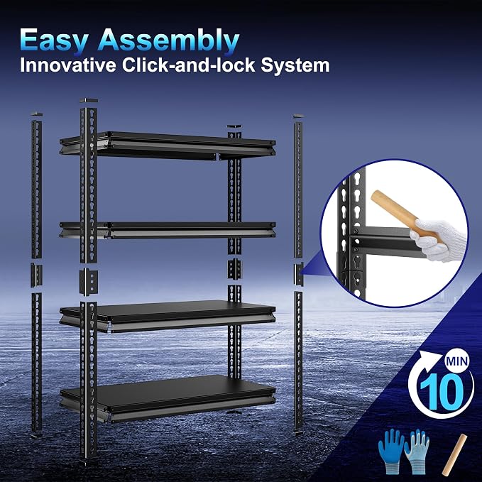 Adjustable Garage Storage Shelves, 35.4''W Garage Shelving Heavy Duty Loads - Image 4