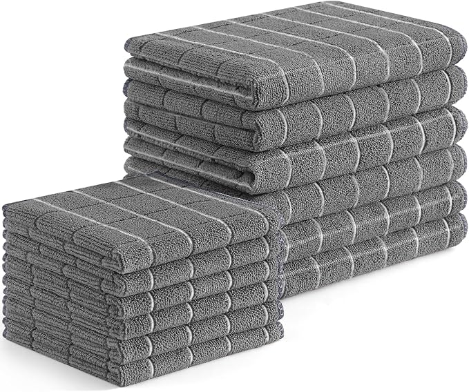 Homaxy Microfiber Kitchen Towels and Dishcloths Set, 12 Pack Soft and Absorbent by Homaxy