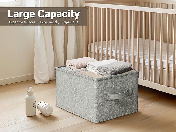 3 Pack Fabric Storage Bins for Shelves | 14.75x10.25x8.25 in Storage Baskets | - Image 2