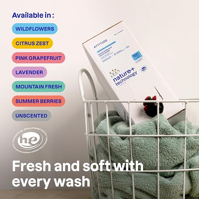 ATTITUDE Liquid Laundry Detergent Refill, EWG Verified, HE Compatible, - Image 3