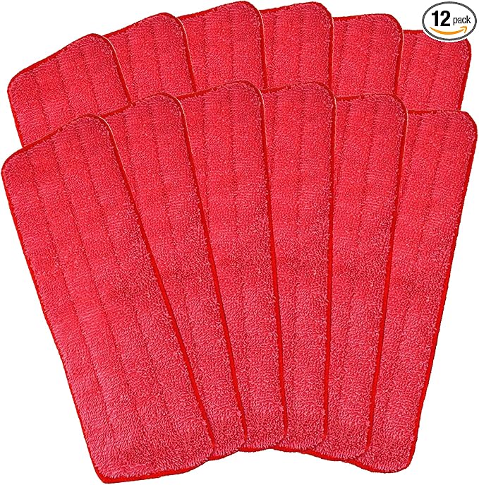 Microfiber Mop Pads, 18x 6 Inch Reusable and Washable Spray Mop Pads, Wet and by Unknown