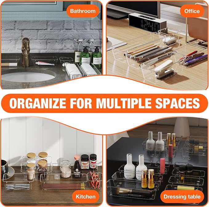 ValueMax 9 PCS Clear Plastic Drawer Organizers Set - Image 5