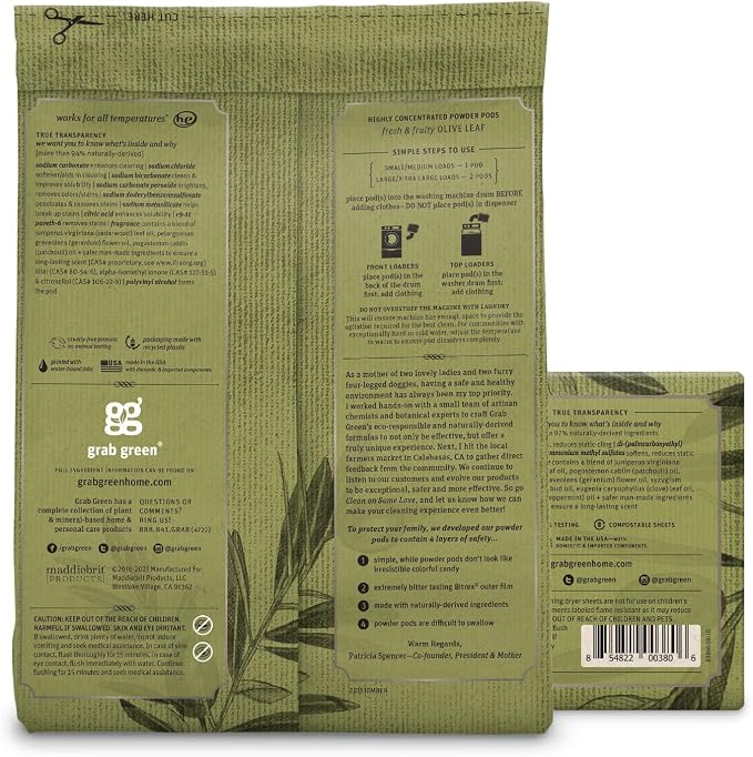 Grab Green Stoneworks Laundry Detergent Pods and Dryer Sheet Bundle, Olive Leaf - Image 4
