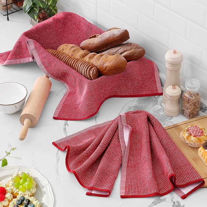 Homaxy Premium Kitchen Towels, Large Cotton Kitchen Hand Towels, Flat and Terry - Image 6
