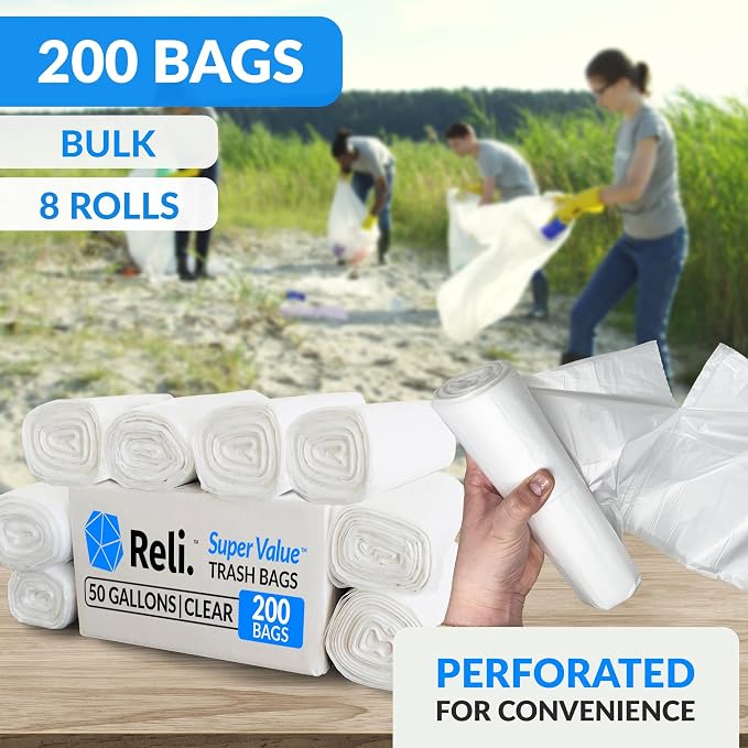 Reli. Premium 50 Gallon Trash Bags | 200 Count | Made in USA | Heavy Duty | - Image 3