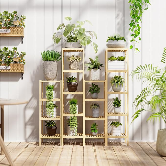 SMIBUY Bathroom Storage Shelf, 4-Tier Bamboo Rack Organizer - Image 8