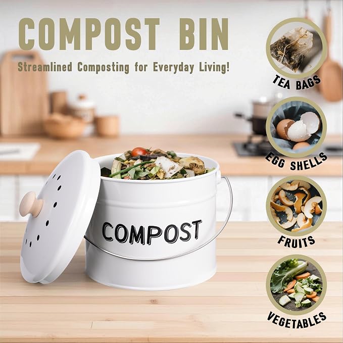 Compost Bin for Kitchen Counter, 1 Gallon Compost Bucket - Image 5