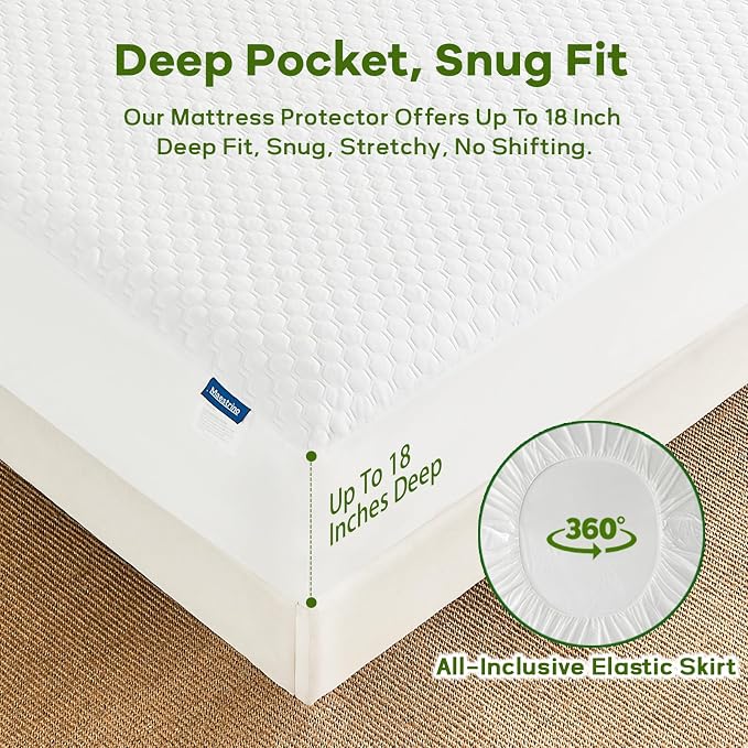 Luxury King Size Tencel Waterproof Mattress Protector Deep Pocket - Image 6