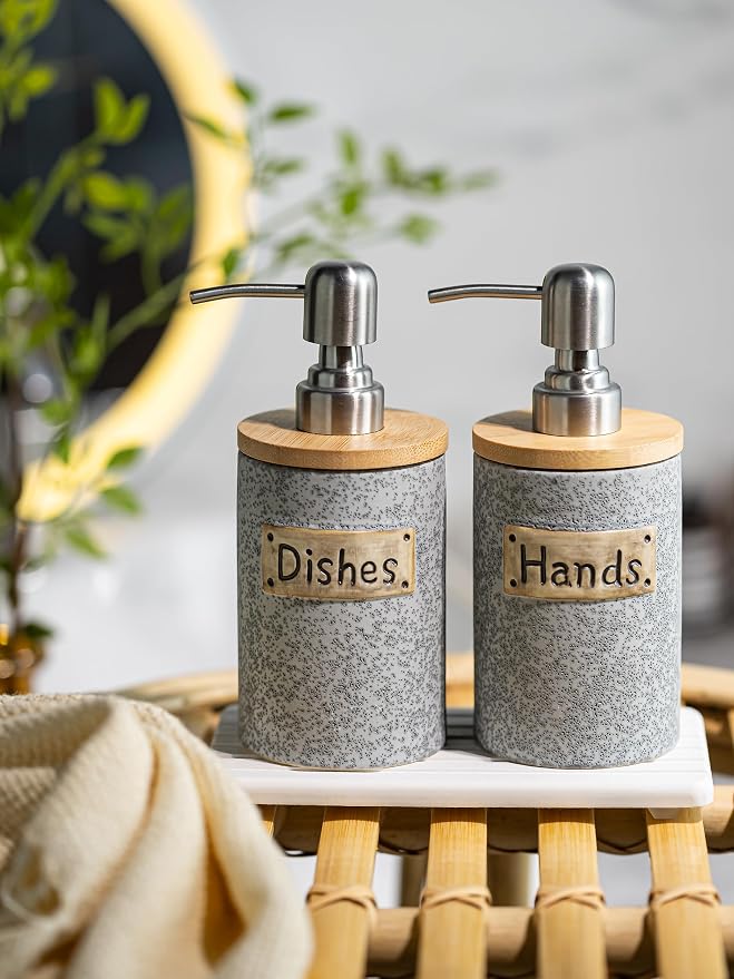 Hand and Dish Soap Dispenser Set, Ceramic Kitchen Soap Dispenser - Image 3