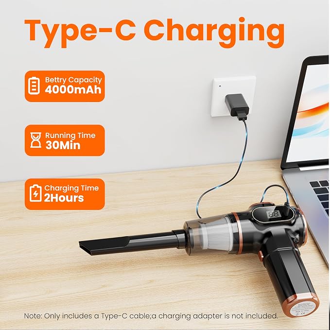 Portable Car Vacuum Cordless Mini Handheld Vacuums Cleaner High Power - Image 4