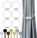 Hion Magnetic Curtain Tiebacks White 6 Pack, Curtain Tiebacks Buckles Holdbacks by Hion