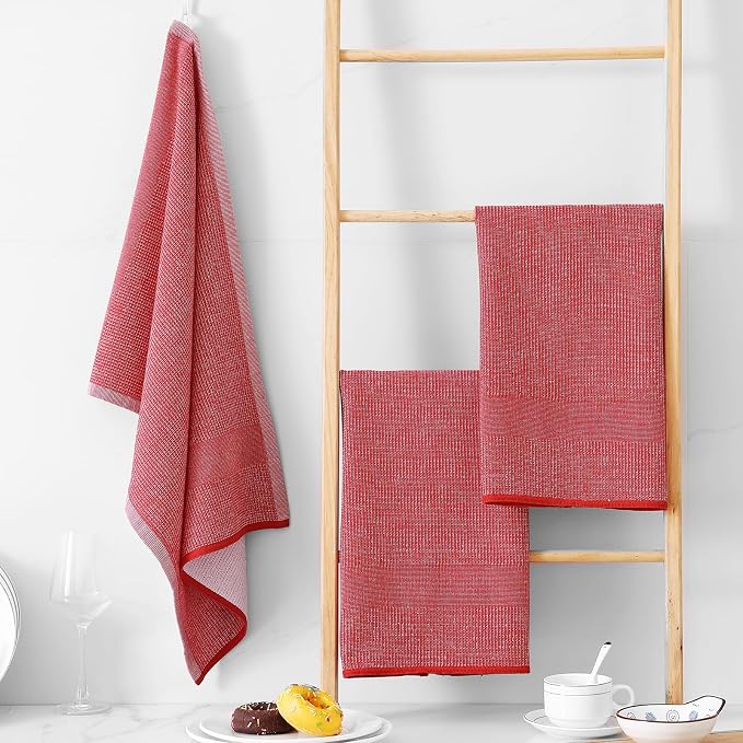 Homaxy Premium Kitchen Towels, Large Cotton Kitchen Hand Towels, Flat and Terry - Image 6