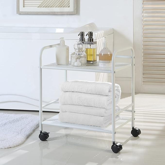 SunnyPoint 2-Tier Metal Rolling Utility Cart – Mobile Storage Shelf - Image 4