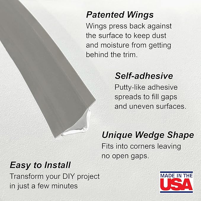 InstaTrim The Original Flexible Trim - 10ft Grey 1/2" Adhesive Trim - Image 2