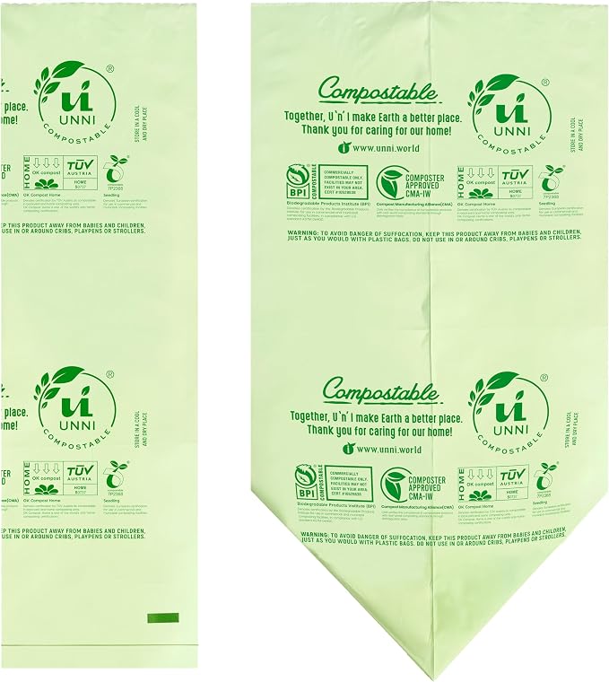 UNNI Compostable Trash Bags, 44-55 Gallon / 208 Liter, Extra Thick 1.38 mil - Image 3
