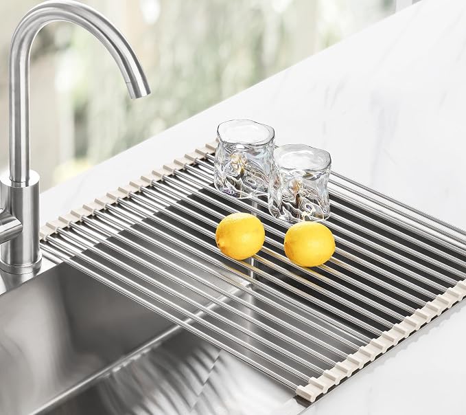 Tomorotec 21" x 15.5" Roll Up Dish Drying Rack Over Sink Drying Rack Sink Cover - Image 8