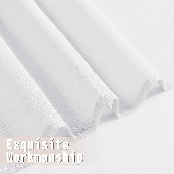 Tollpiz Small Sheer Door Curtain Closet Linen Textured Curtain Sheers Doorway - Image 8