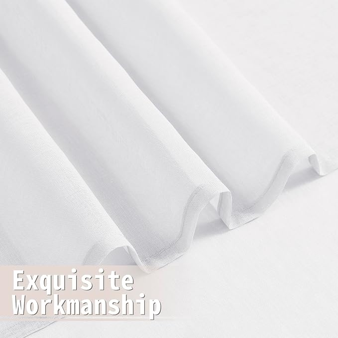 Tollpiz Short Sheer Door Curtains Closet Linen Textured Curtains Sheer Doorway - Image 8