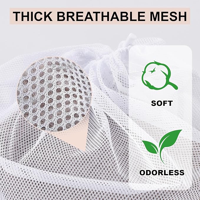 10-Pack Mesh Laundry Bags, 24 × 36 Inch Heavy-Duty Drawstring Mesh Bag Set – - Image 3