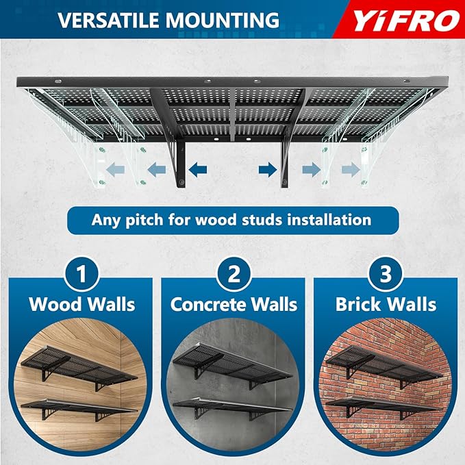 4-Pack 1.5x4ft Heavy Duty Garage Wall Shelving, 1000 lbs Load Capacity - Image 5