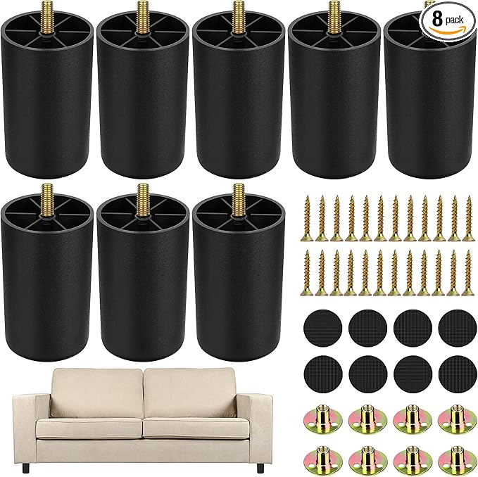 TURSTIN 8 Pack 3 Inch Plastic Furniture Legs by TURSTIN