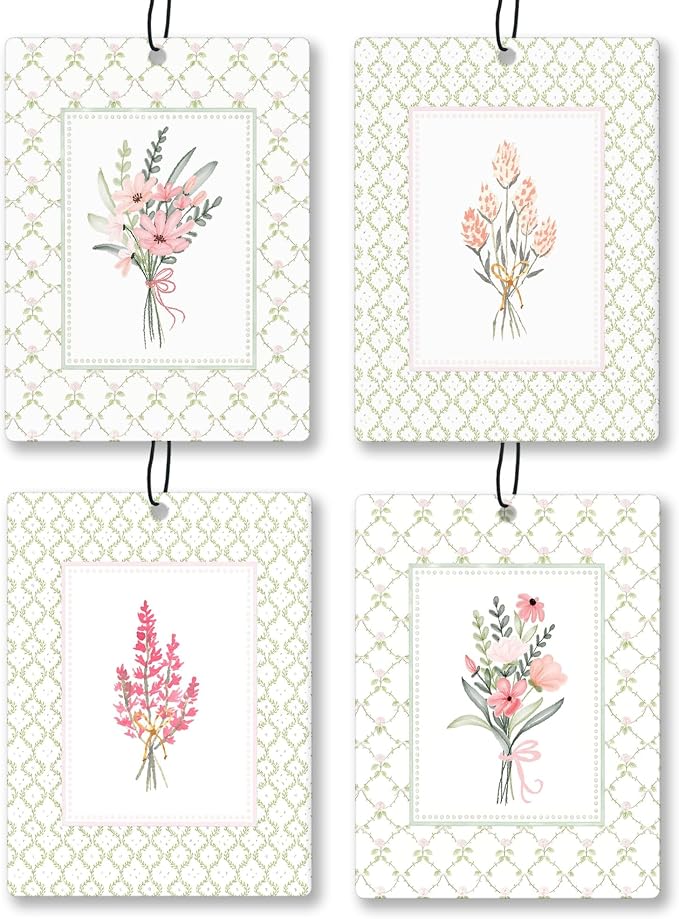 Elegant Rustic Floral Car Air Freshener 4 Pcs, Cottagecore Flower Hanging by Unknown