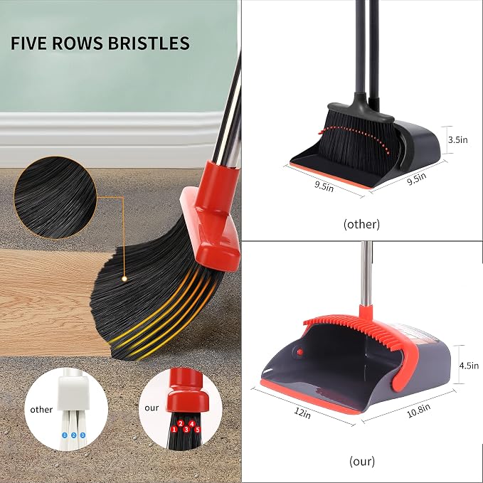 Broom with Dustpan Combo Set Broom and Dustpan Set Dust Pan with Stainless - Image 4