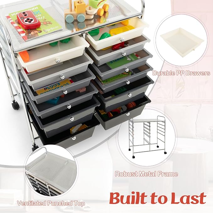 GOFLAME 12-Drawer Rolling Storage Cart, Mobile Utility Cart - Image 6