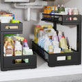 2 Pack 19IN Depth Under Sink Storage Organizer, Large 2-Tier Elegant Mesh Pull by UnderSinkOrganizer