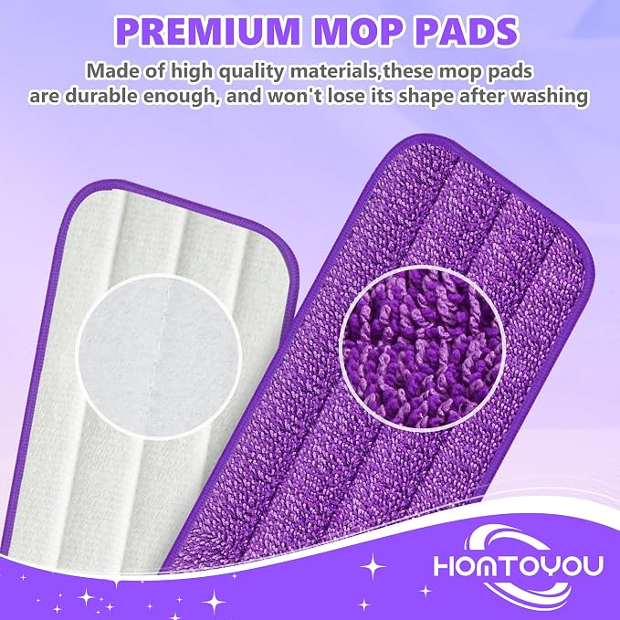 HOMTOYOU Reusable Pads Refills for Swiffer Power Mop: 6 Pack Microfiber Pad for - Image 5