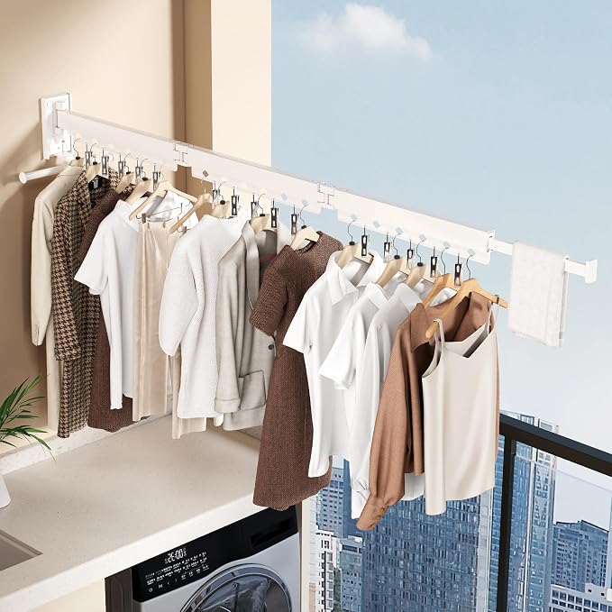 Wall Mounted Collapsible Clothes Drying Rack, Durable Space-Saving Laundry - Image 3