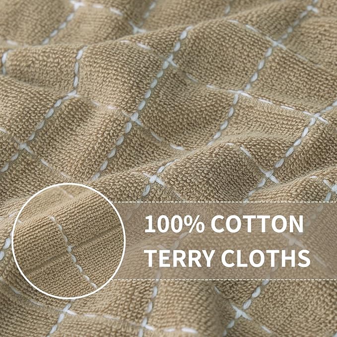 Homaxy 100% Cotton Terry Kitchen Towels, Checkered Designed, Soft and Super - Image 2