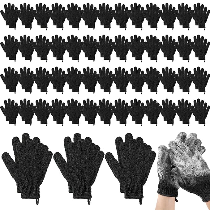 104 Pcs Exfoliating Glove Bulk Shower Gloves by Didaey