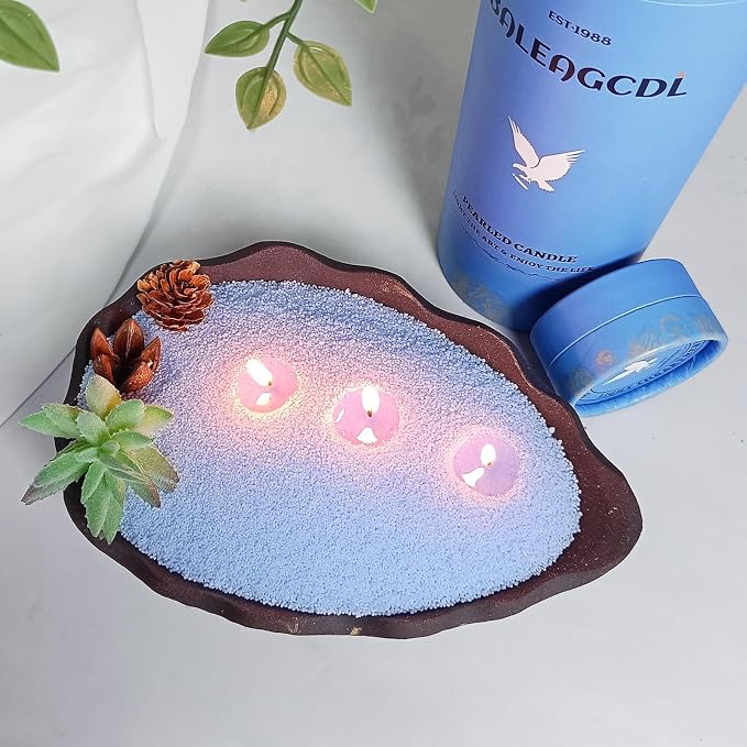 Bluebell Scented Light Blue Pearled Candle 18oz Luxury Sand Candle Granulated - Image 6