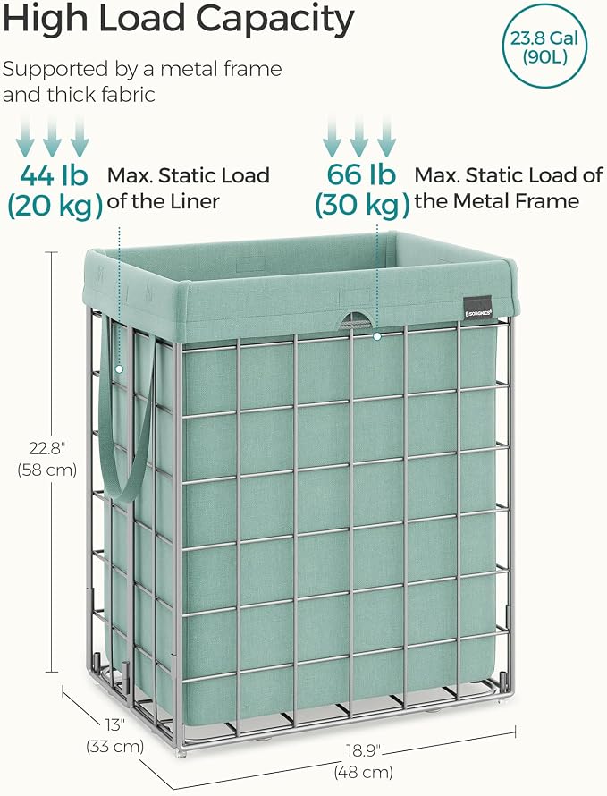 SONGMICS Laundry Hamper, 23.8 Gal. Laundry Basket, Collapsible Clothes Hamper - Image 5