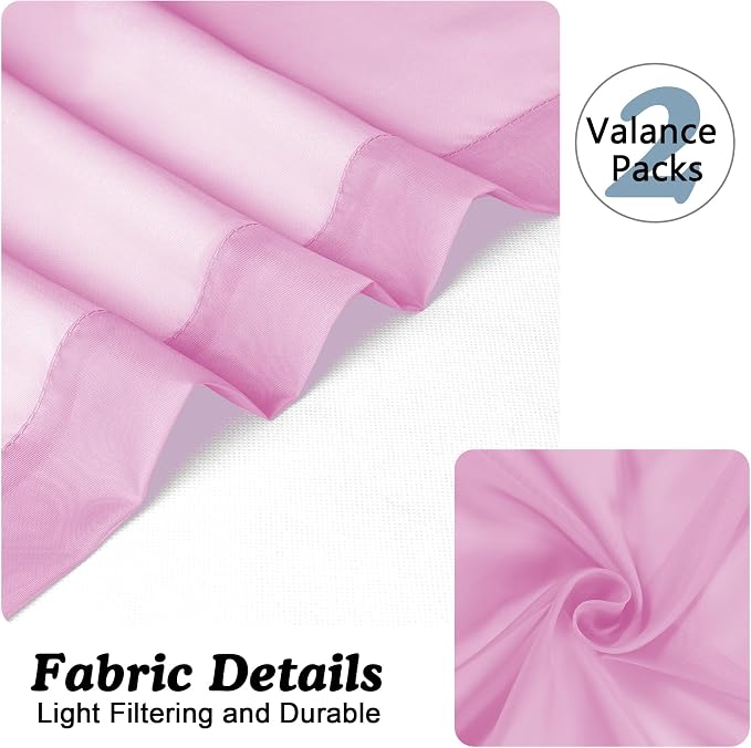 Chyhomenyc Pink Curtains Over Sink 36 Inch Length 2 Panels, Light Filtering - Image 6