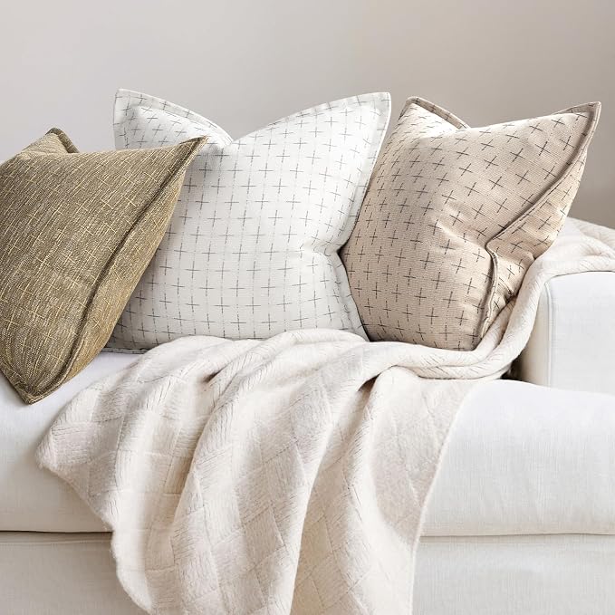 ZWJD Pillow Covers 22x22 Set of 2 Soft Polyester Textured Pillow Covers - Image 4