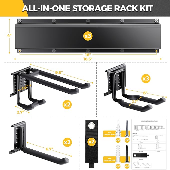 LBT 49.5"Garage Tool Organizer Wall Mount 500lbs Garden Tool Organizer - Image 2