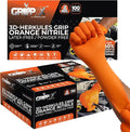 Herkules Grip Heavy Duty 8Mil Orange Nitrile Gloves, 3D Raised Diamond by GRIPXX