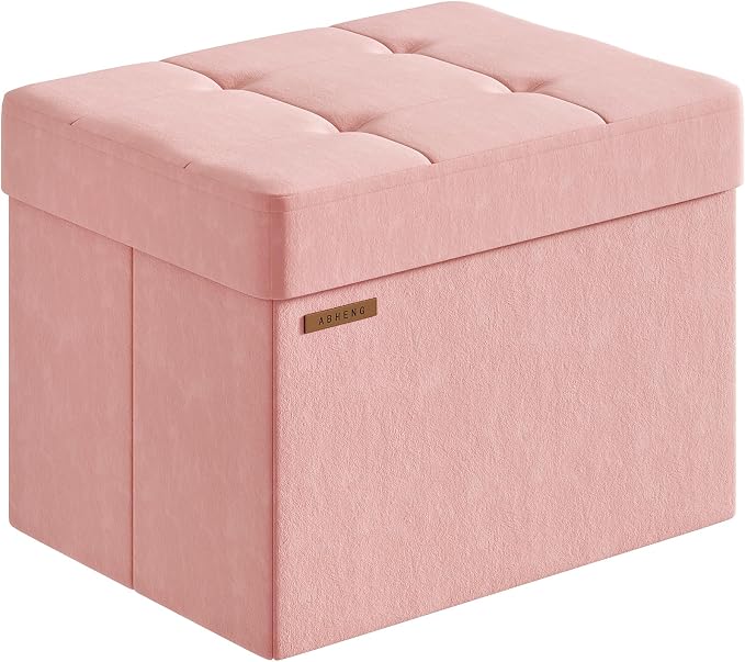 Folding Storage Ottoman, Velvet Storage Bench, Foot Stool, by Liveinacomfortablehome